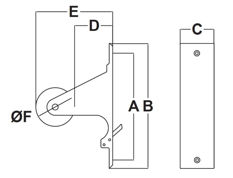 Disegno quotato 10192REG Avvolgitore da incasso regolabile in acciaio zincato con placca inox fissaggio cintino a vite